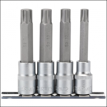 Draper H-RIBE/4/100 Ribe® Socket Bit Set, 1/2 inch  Sq. Dr. (4 Piece) - Code: 16345 - Pack Qty 1