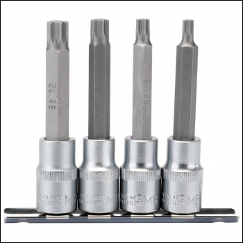 Draper H-SPLINE/4/100 Spline Socket Bit Set, 1/2 inch  Sq. Dr. (4 Piece) - Code: 16350 - Pack Qty 1