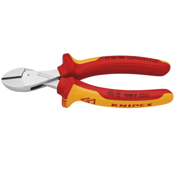 Draper 73 06 160 SB KNIPEX 73 06 160 X-Cut® Compact Diagonal Cutter high lever transmission insulated with multi-component grips, VDE-tested chrome-plated, 160mm - Code: 25885 - Pack Qty 1