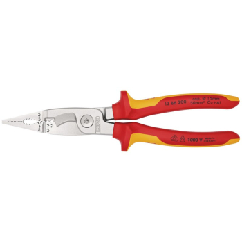 Draper 13 86 200 SB KNIPEX 13 86 200 Pliers for Electrical Installation insulated with multi-component grips, VDE-tested chrome-plated, 200mm - Code: 31460 - Pack Qty 1