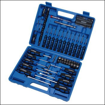 Draper 865/70 Screwdriver, Socket and Bit Set, Blue (70 Piece) - Code: 40850 - Pack Qty 1