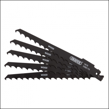 Draper DS617K Reciprocating Saw Blades for Wood and Plastic Cutting, 150mm, 3tpi (Pack of 5) - Code: 43066 - Pack Qty 1