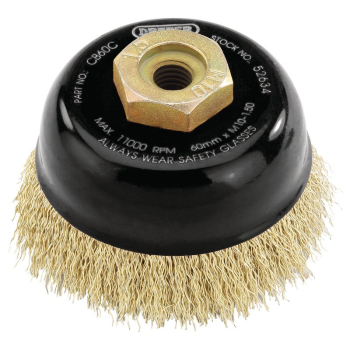 Draper CB60C Draper Expert Brassed Steel Crimped Wire Cup Brush, 60mm, M10 - Code: 52634 - Pack Qty 1