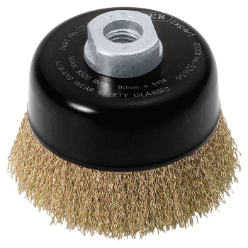 Draper CB80C Draper Expert Brassed Steel Crimped Wire Cup Brush, 80mm, M14 - Code: 52636 - Pack Qty 1