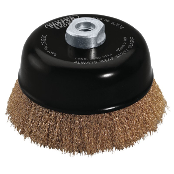 Draper CB125C Draper Expert Brassed Steel Crimped Wire Cup Brush, 125mm, M14 - Code: 52638 - Pack Qty 1