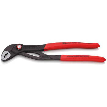 Draper 87 21 250 SB KNIPEX 87 21 250 SB Cobra® QuickSet High-Tech Water Pump Pliers with non-slip plastic coating grey atramentized, 250mm - Code: 53952 - Pack Qty 1