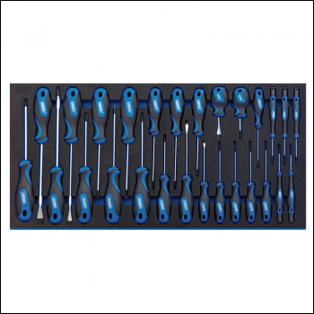 Draper 865/EVA3 Soft Grip Screwdriver Set in Full Drawer EVA Insert Tray (27 Piece) - Code: 63406 - Pack Qty 1