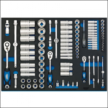 Draper IT-EVA48 Soft Grip Socket Set in Full Plus Drawer EVA Insert Tray, 1/4 inch , 3/8 inch  & 1/2 inch  (96 Piece) - Code: 63537 - Pack Qty 1