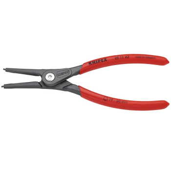 Draper 49 11 A2 SB KNIPEX 49 11 A2 SB Precision Circlip Pliers for external circlips on shafts with non-slip plastic coating grey atramentized, 180mm - Code: 75090 - Pack Qty 1