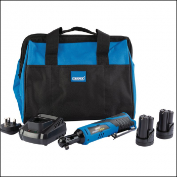 Draper PTKRWK10 Draper Storm Force® 10.8V Power Interchange Reversible Ratchet Kit, 2 x 1.5Ah Batteries, 1 x Charger, 1 x Bag - Code: 99716 - Pack Qty 1