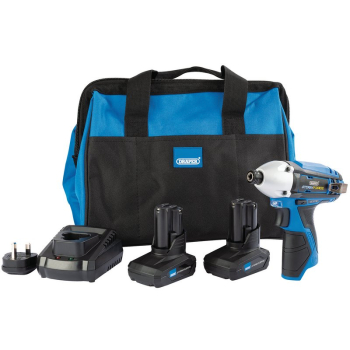 Draper PTKIDK10/4 Draper Storm Force 10.8V Power Interchange Impact Driver Kit, 2 x 4.0Ah Batteries, 1 x Charger, 1 x Bag - Discontinued - Code: 99723 - Pack Qty 1