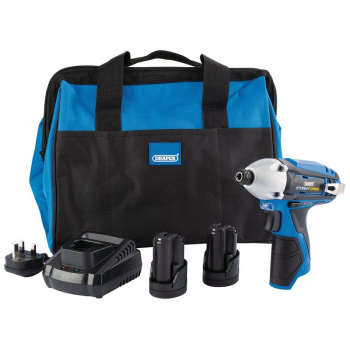 Draper PTKIDK10 Draper Storm Force® 10.8V Power Interchange Impact Driver Kit, 2 x 1.5Ah Batteries, 1 x Charger, 1 x Bag - Discontinued - Code: 99724 - Pack Qty 1