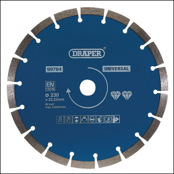 Draper DBS3 Segmented Diamond Blade, 230mm - Code: 99784 - Pack Qty 1