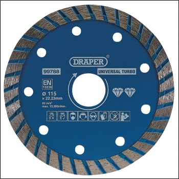 Draper DBT1 Turbo Diamond Blade, 115mm - Code: 99788 - Pack Qty 1