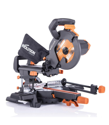 Evolution R210SMS+ 210mm Sliding Compound Mitre Saw With TCT Multi-Material Cutting Blade