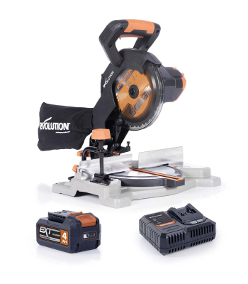 Evolution Cordless R185CMS-Li 185mm Compound Mitre Saw 18v Li-Ion EXT Inc Multi-Material Blade