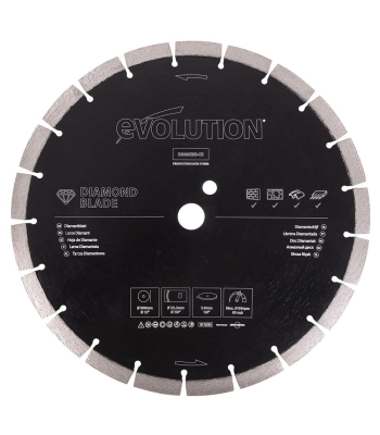 Evolution 300mm Segmented Edge, 22.2mm Bore, Concrete, Stone, Brick Cutting Diamond Blade to suit R300DCT & R300DCT+