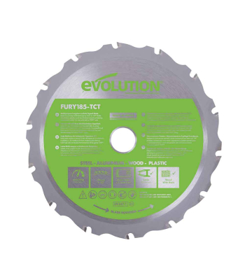 Evolution 185mm Multi-Material Cutting 16T Circular Saw Blade to suit R185SMS + R185SMS+