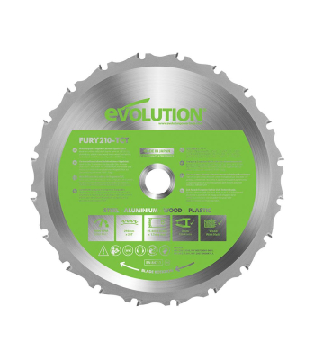 Evolution 210mm Multi-Material Cutting 20T Mitre & Table Saw Blade to suit F210CMS, F210SMS, Fury3 + Fury6