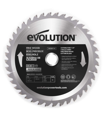 Evolution 185mm Fine Wood Mitre/Circular Saw Blade 40T to suit R185SMS + R185SMS+