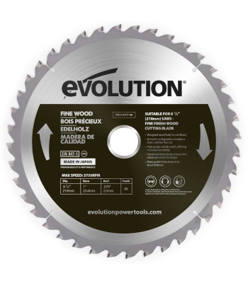 Evolution 210mm Fine Wood Cutting mitre Saw Blade 40T to suit R210 + Rage 3 Mitre Saws