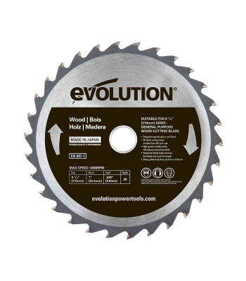 Evolution 210mm General Wood Blade 30T (Promo) to suit R210 + Rage 3 Mitre Saws