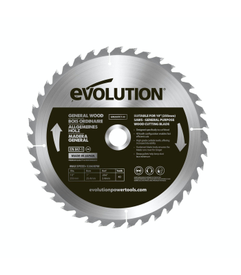 Evolution 255mm General Wood Blade 40T to suit R255, Rage3, Rage5 + Rage6