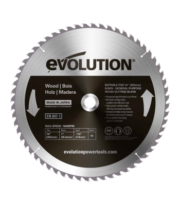 Evolution 355mm Wood Cutting Chop Saw Blade (Promo)