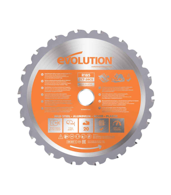 Evolution 185mm Multi-Material Cutting 20T Blade R185TCT-CS Circular & Chop Saws