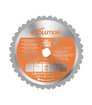 Evolution 185mm Multi-Material Cutting 20T Mitre Saw Blade to suit R185SMS + R185SMS+