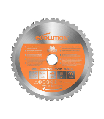 Evolution 210mm Multi-Material Cutting 24T Blade to suit R210 + Rage 3 Mitre Saws