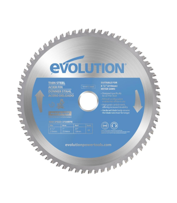 Evolution 210mm Thin Steel Cutting 68T TCT Mitre Saw Blade to suit R210 + Rage 3 Mitre Saws