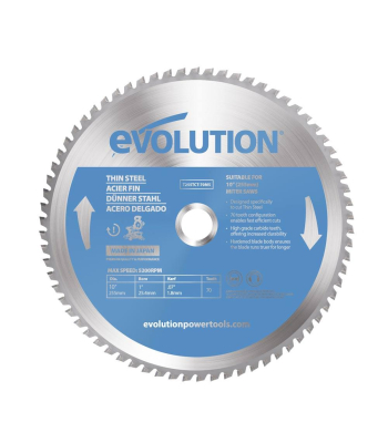 Evolution 255mm Thin Steel  Mitre Saw Blade 70T to suit F255SMS, Fury3 + Fury5