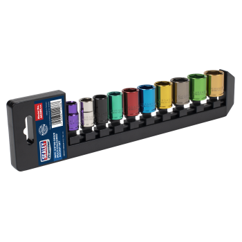 Sealey AK285 Premier Multi-Coloured Socket Set 3/8 inch Sq Drive 10pc