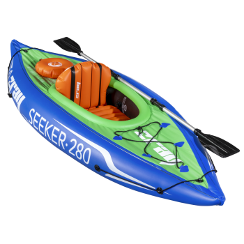 Sealey DL154 Dellonda Inflatable One-Person Kayak/Canoe Set with Pump, Carry Bag & Aluminium Oar - Blue/Green