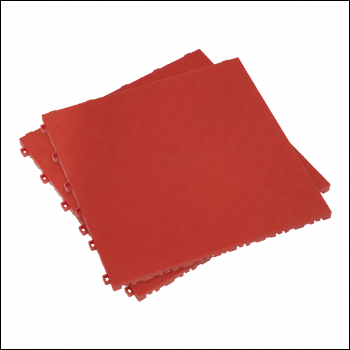 Sealey FT3R Polypropylene Floor Tile 400 x 400mm, Red Treadplate - Pack of 9