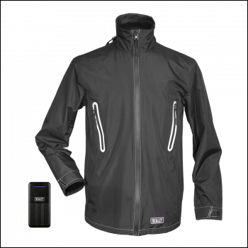 Sealey HJ06KIT 5V Heated Rain Jacket with Power Bank 20Ah - Medium