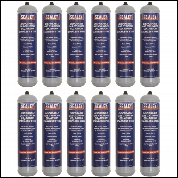 Sealey MIG/MIX/100/12 Disposable Carbon Dioxide/Argon Gas Cylinder 100g - Box of 12