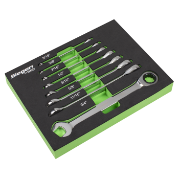 Sealey S0984 Combination Ratchet Spanner Set in EVA Foam Tray 8pc - Imperial