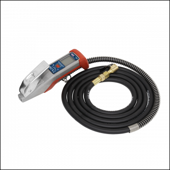 Sealey SA375 Digital Tyre Inflator with 2.7m Hose & Clip-On Connector