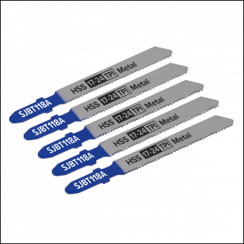 Sealey SJBT118A Jigsaw Blade for Metal 92mm 17-24tpi - Pack of 5