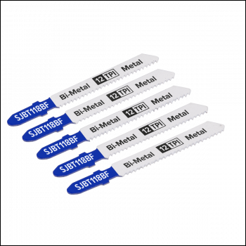 Sealey SJBT118BF Jigsaw Blade for Metal 75mm 12tpi - Pack of 5