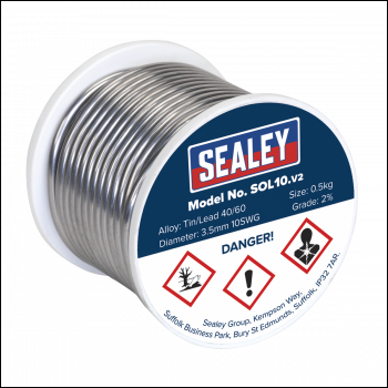 Sealey SOL10 Quick Flow Solder Wire 3.25mm/10SWG 0.5kg Reel