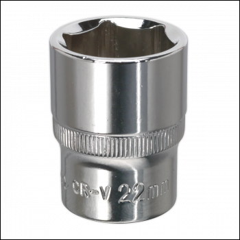 Sealey SP1222 Premier Fully Polished Socket 1/2 inch Sq Drive 22mm