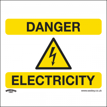 Sealey SS41V10 Worksafe® Danger Electricity Safety Sign, Self-Adhesive Vinyl - Pack of 10