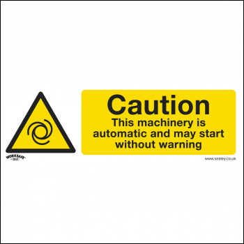 Sealey SS47P10 Worksafe® Caution Automatic Machinery Safety Sign, Rigid Plastic - Pack of 10