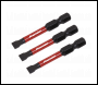 Sealey AK8227 Premier Slotted Impact Power Tool Bits 5.5 x 50mm 3pc