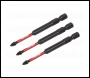 Sealey AK8257 Premier Pozi Impact Power Tool Bits #1 x 75mm 3pc