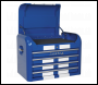 Sealey AP28COMBO2BWS Premier™ Retro Style Topchest, Mid-Box Tool Chest & Rollcab Combination 10 Drawer - Blue with White Stripes