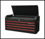 Sealey AP41104BR Premier™ Retro Style Wide Topchest 4 Drawer - Black with Red Anodised Drawer Pulls